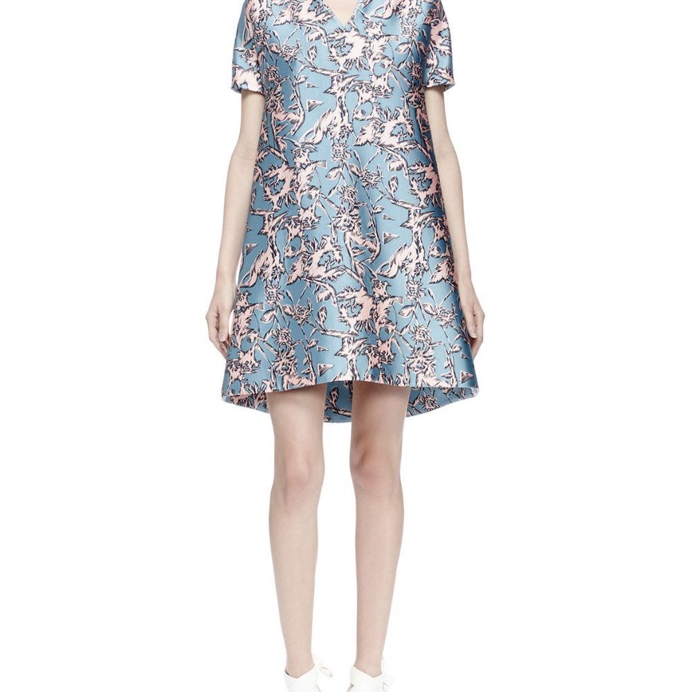 NWT Balenciaga Floral Print Satin A-Line Dress